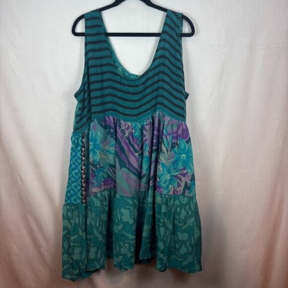 Kantha Bae Womens Silk Meadow Mini Dress Free Size New with Tags Boho Oversized - Picture 5 of 10